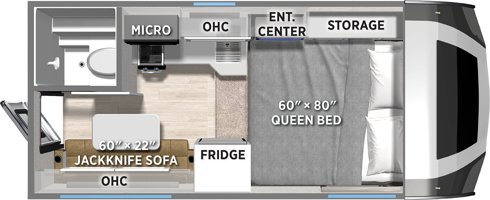 The Backpack Truck Camper HS-750 floorplan features include: toilet.